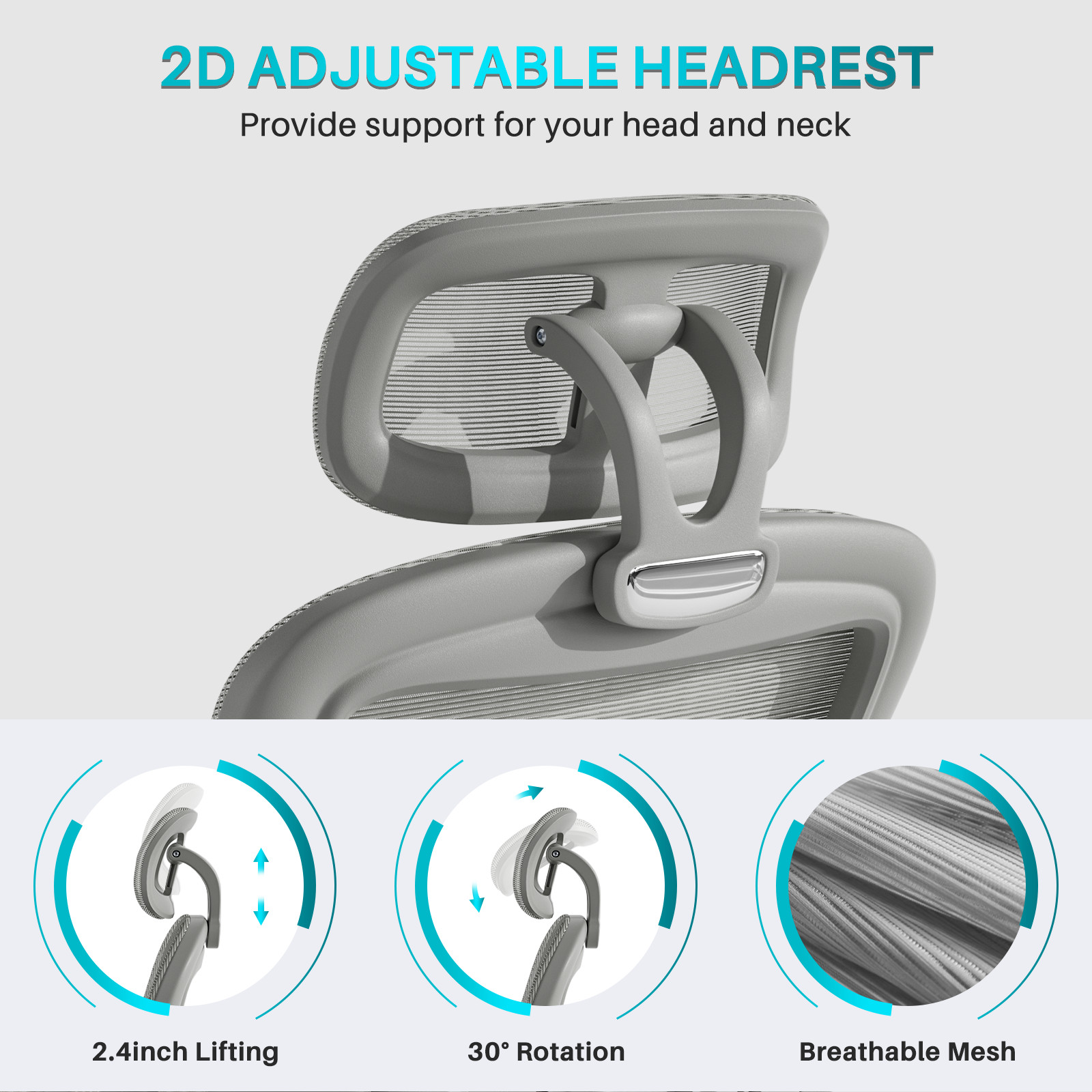 Computer Desk Chair Ergonomic Office Chair with Wheels Flip-Up Armrests Gray