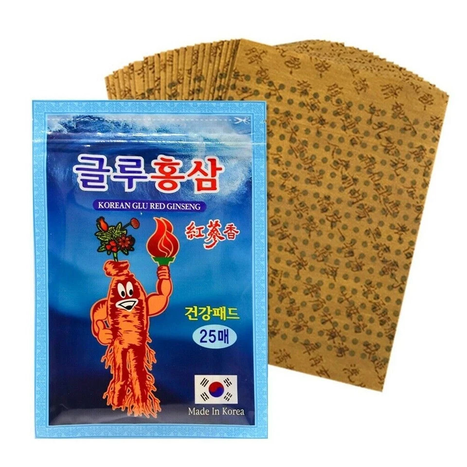 Hanil Korean Glu Red Ginseng Patch / Pain Relief Pad 100 Sheets / Tracking
