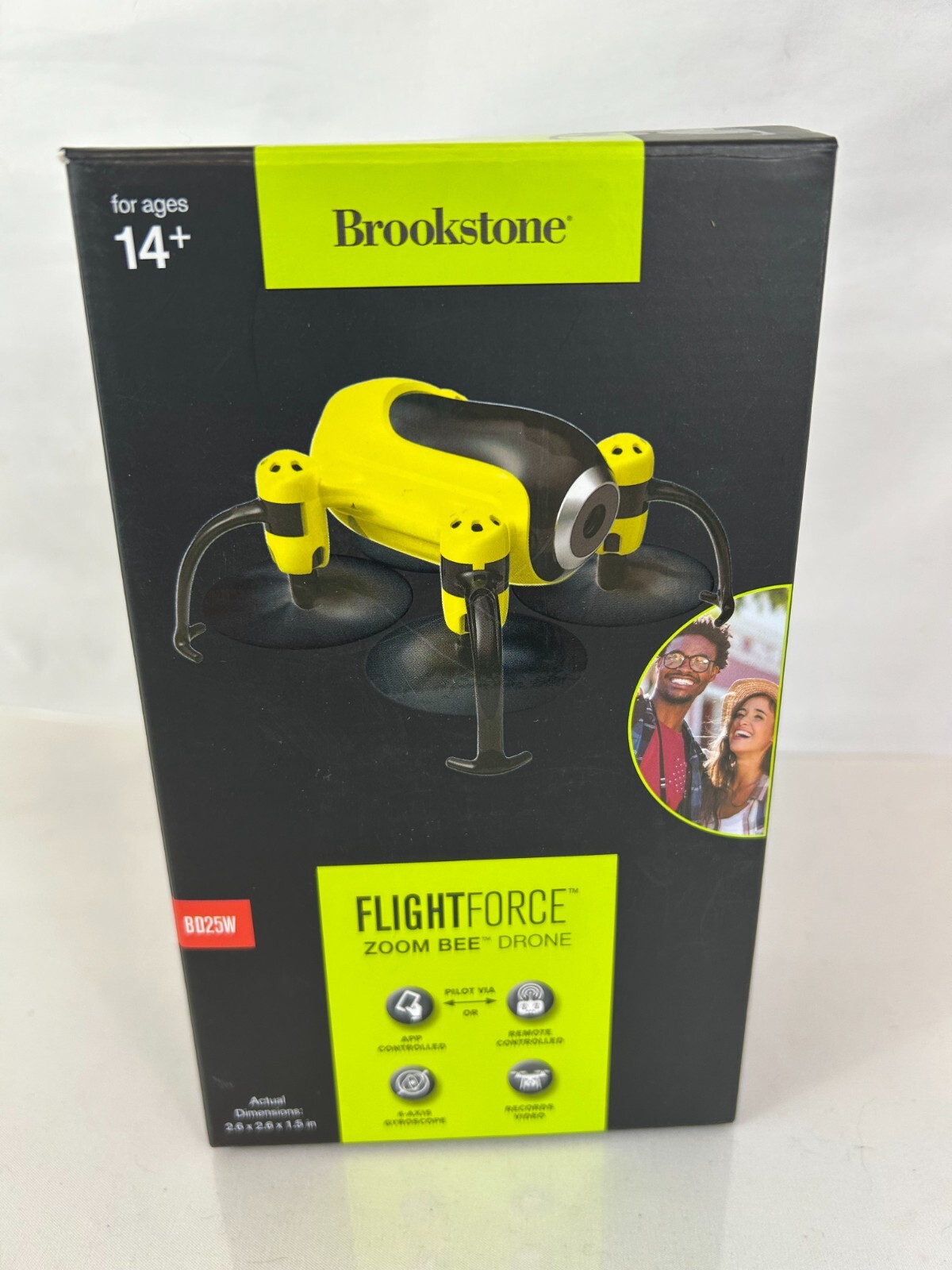Brookstone BD25W Black Yellow Flight Force Zoom Bee Drone Remote Control