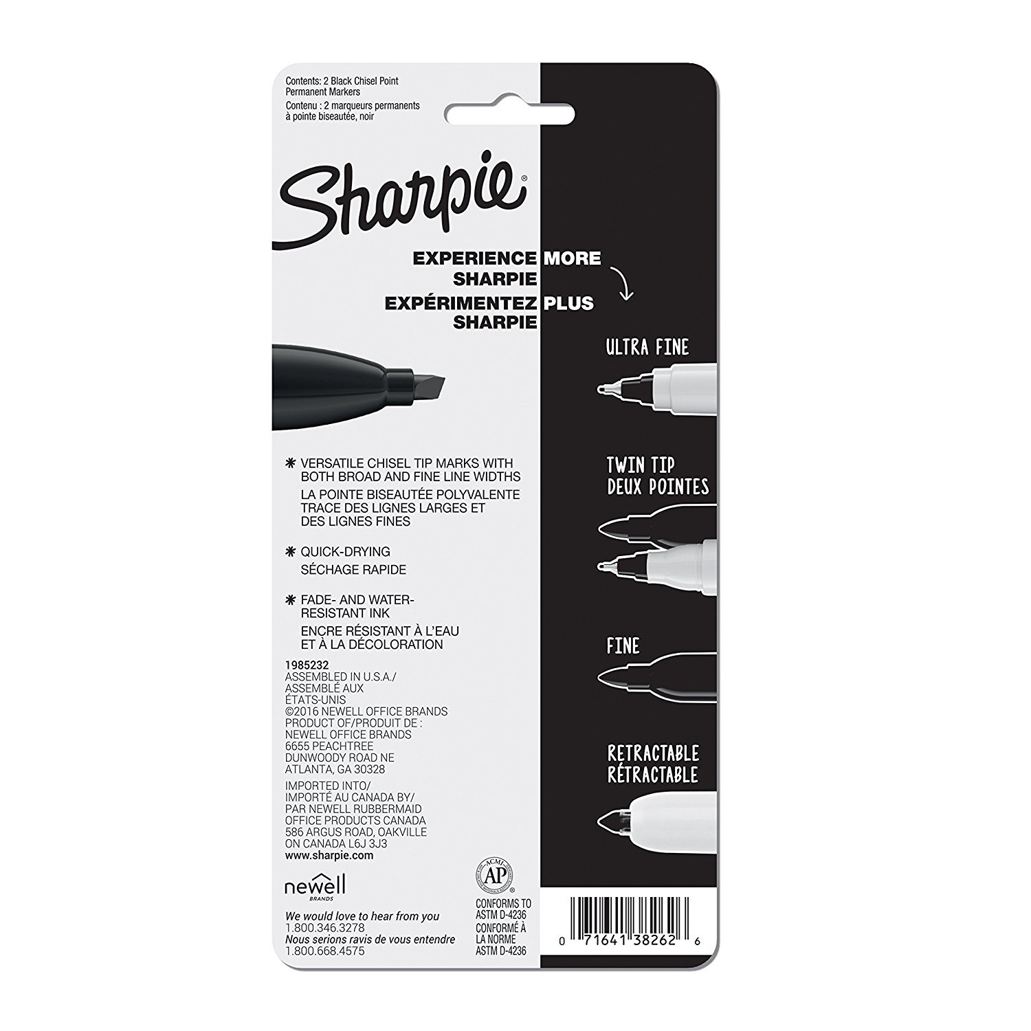 NEW Sharpie 2 Black Chisel Tip Permanent Markers