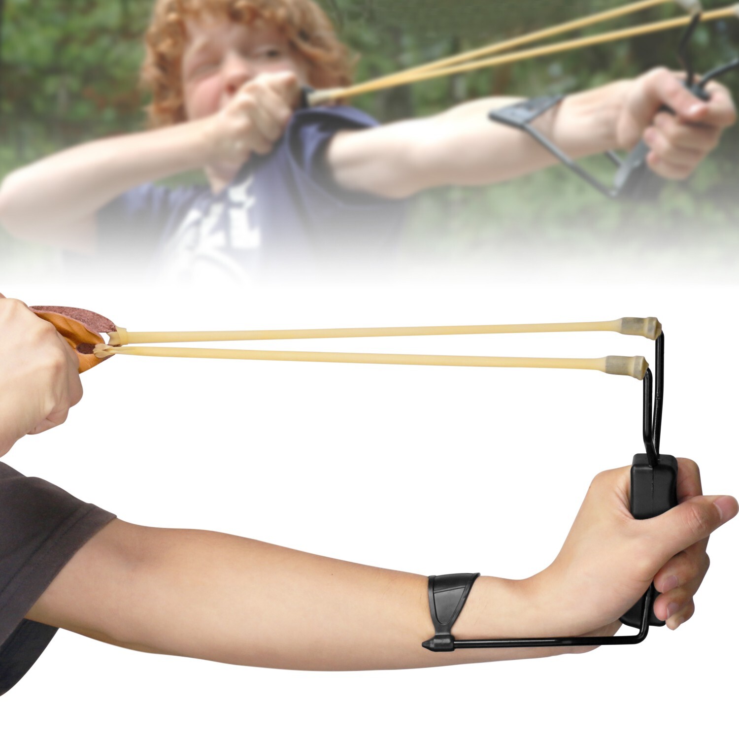 Youth Toys Outdoor Slingshot Plastic Handle Power Slingshot Leather Wrist Guard