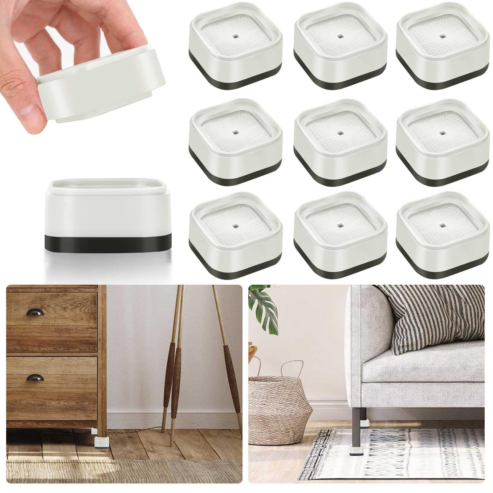 9 Pack Furniture Risers 1 Inch, Adjustable Bed Risers Heavy Duty for Table De...