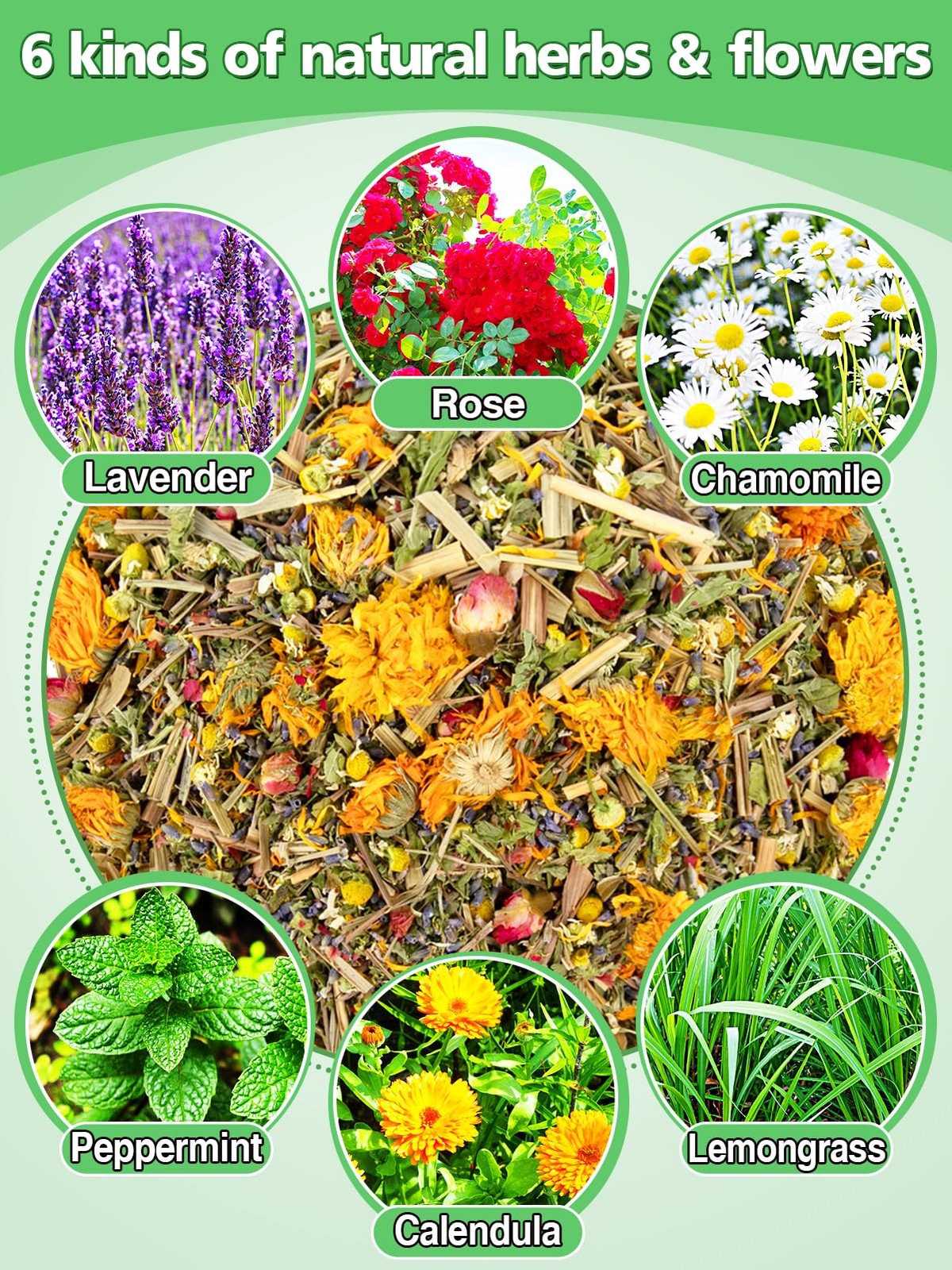 21 Oz Chicken Nesting Herbs - Natural Nesting Box Feed Herbs in 6 Dried Flowe...