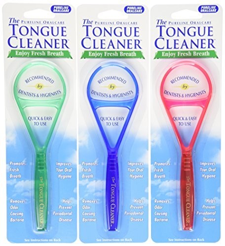 Pureline 3 Tongue Cleaner Scraper Oralcare Colors Vary Set Of 3 by