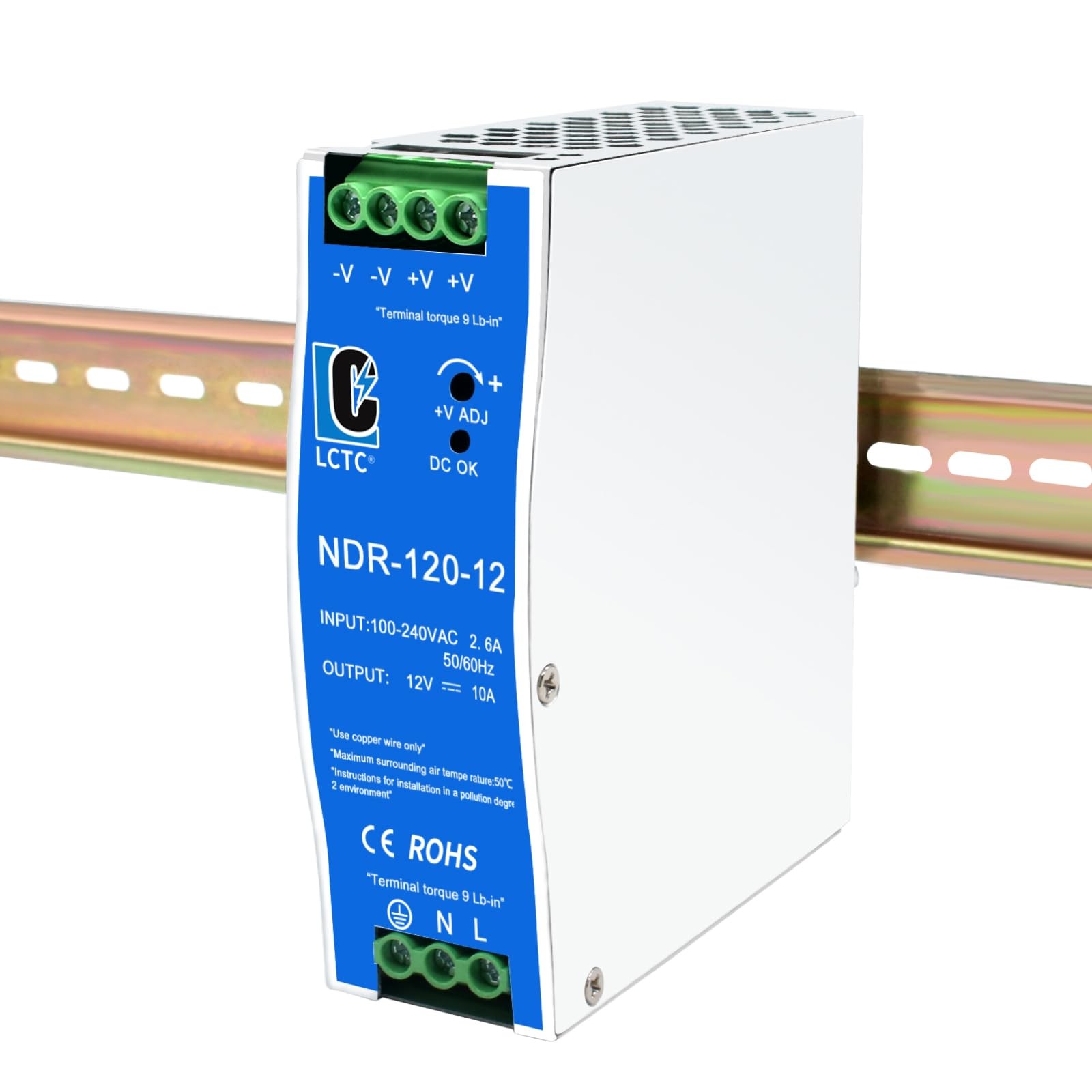 NDR12012 DC 12V Din Rail Slim Power Supply 120W 10A 50/60HZ Switch Adapter