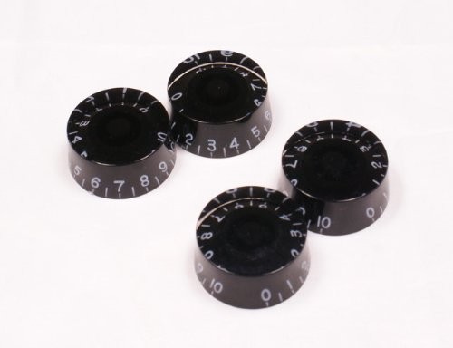A Set of 4 X Guitar Speed Knobs Fits Les Paul - Black  18 coarse-spline