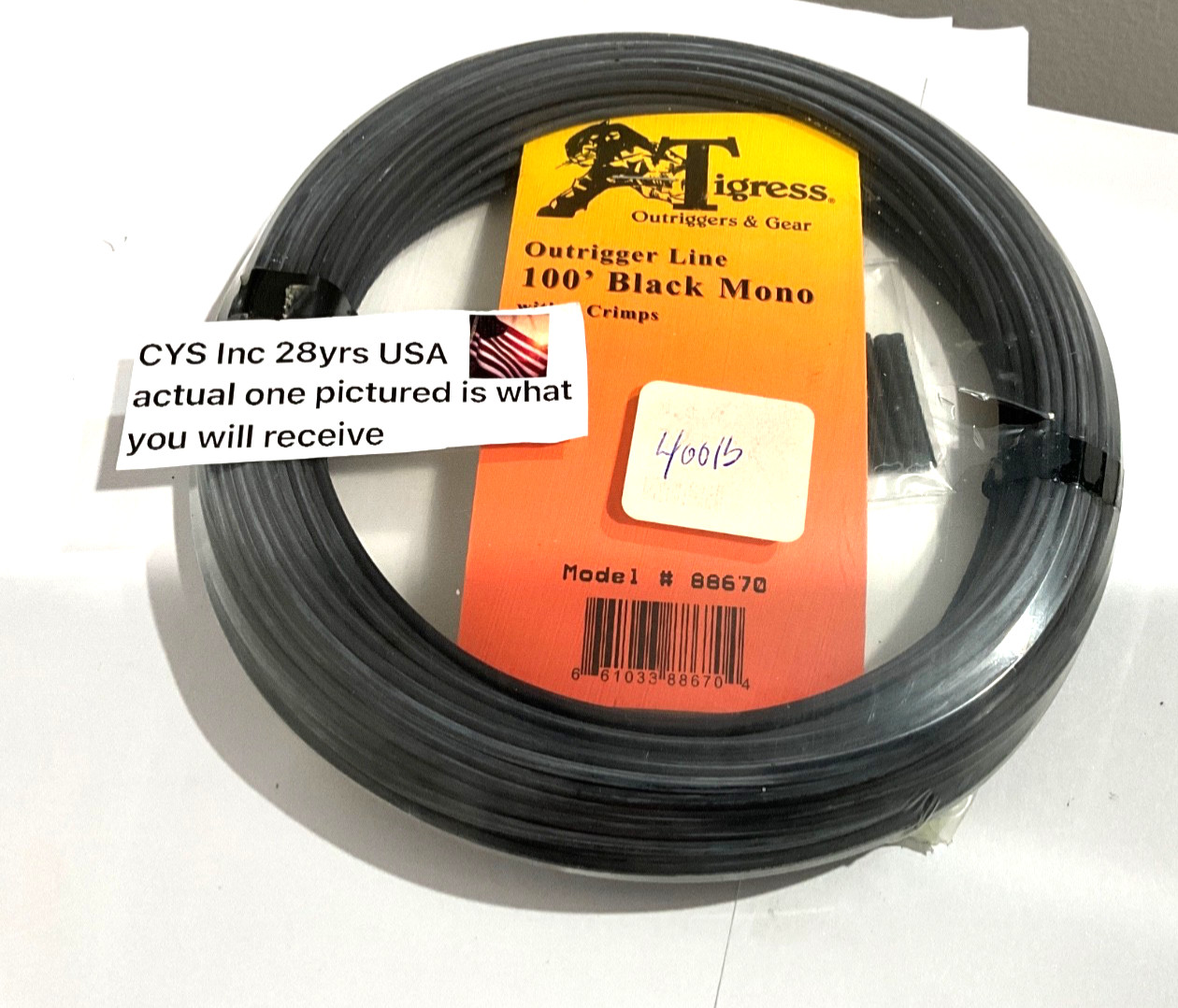 Tigress 100' of 400lb Test Black Mono - 2.2mm Diameter 88670 UPC 661033886704