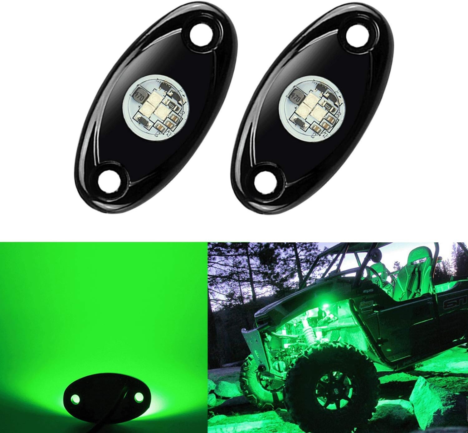 2 Pods LED Rock Lights,  Waterproof LED Neon Underglow Light for Car Truck ATV U