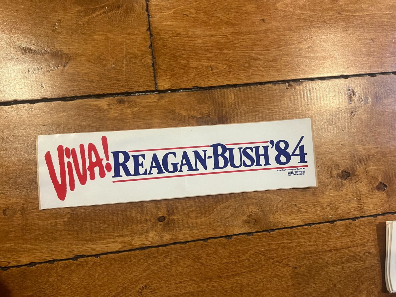 Vintage VIVA 1984 "Reagan-Bush 84" Presidential Campaign Bumper Sticker 3"X11.5"