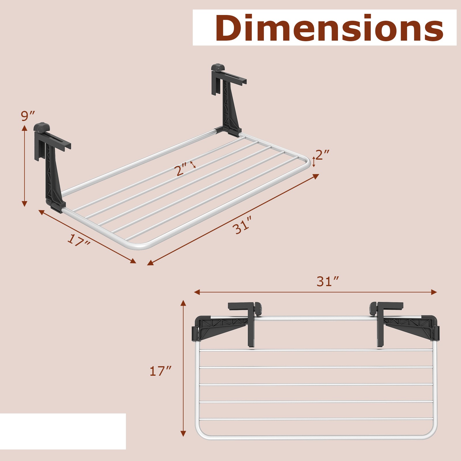 Portable Clothes Drying Rack w/Adjustable & Foldable Brackets Radiator Airer