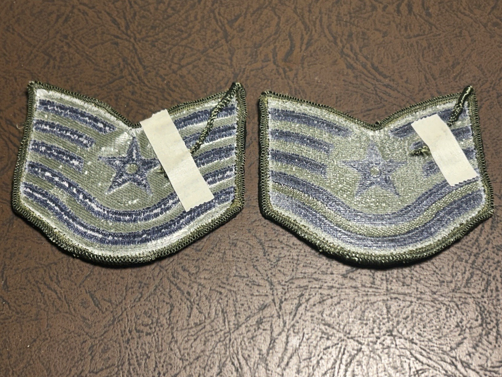 US Air Force Enlisted Technical Sargent E-6 Blue On OD Green Pair