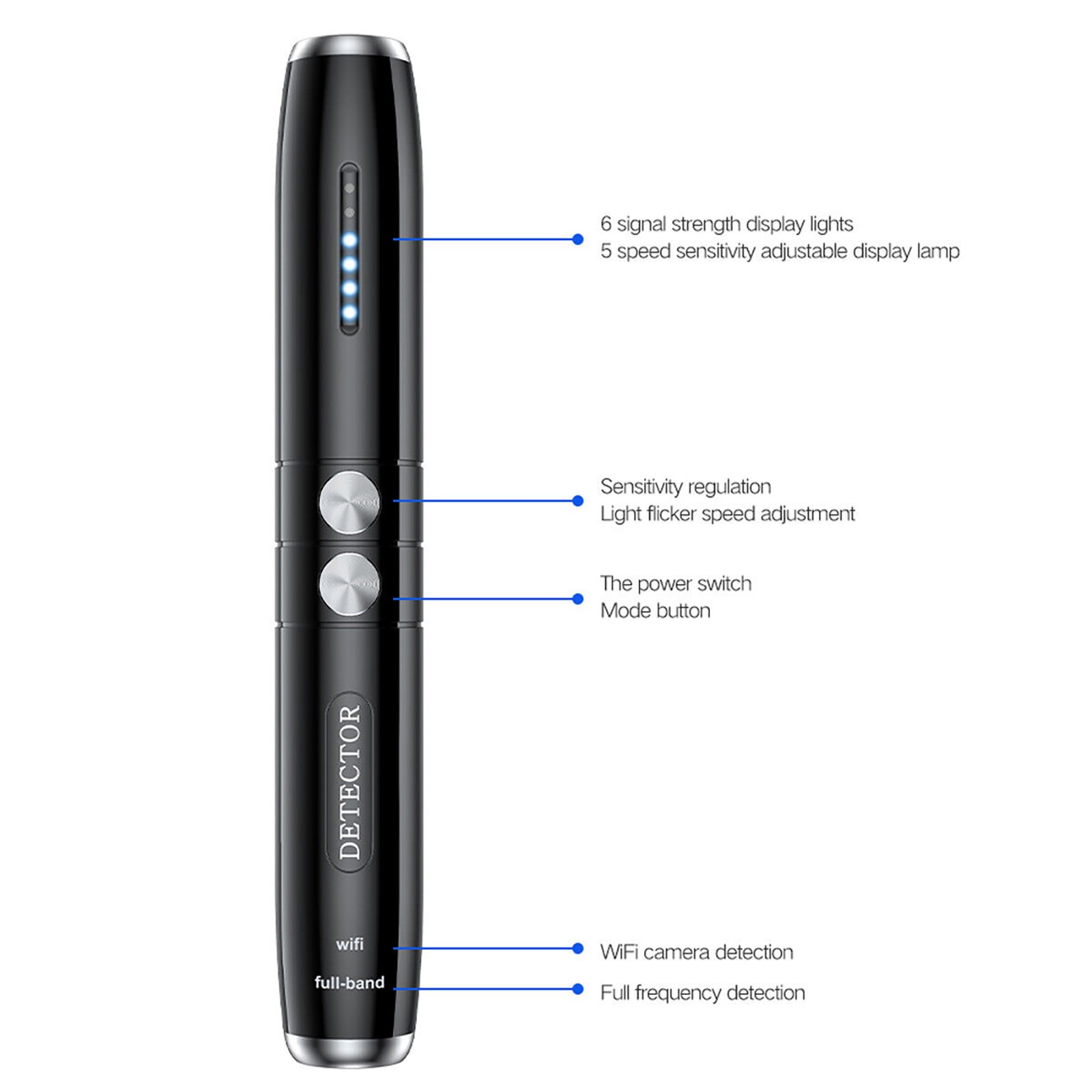 GPS RF Signal Detector Pen Anti-Spy Hidden Camera GSM Audio Bug Finder Recharge