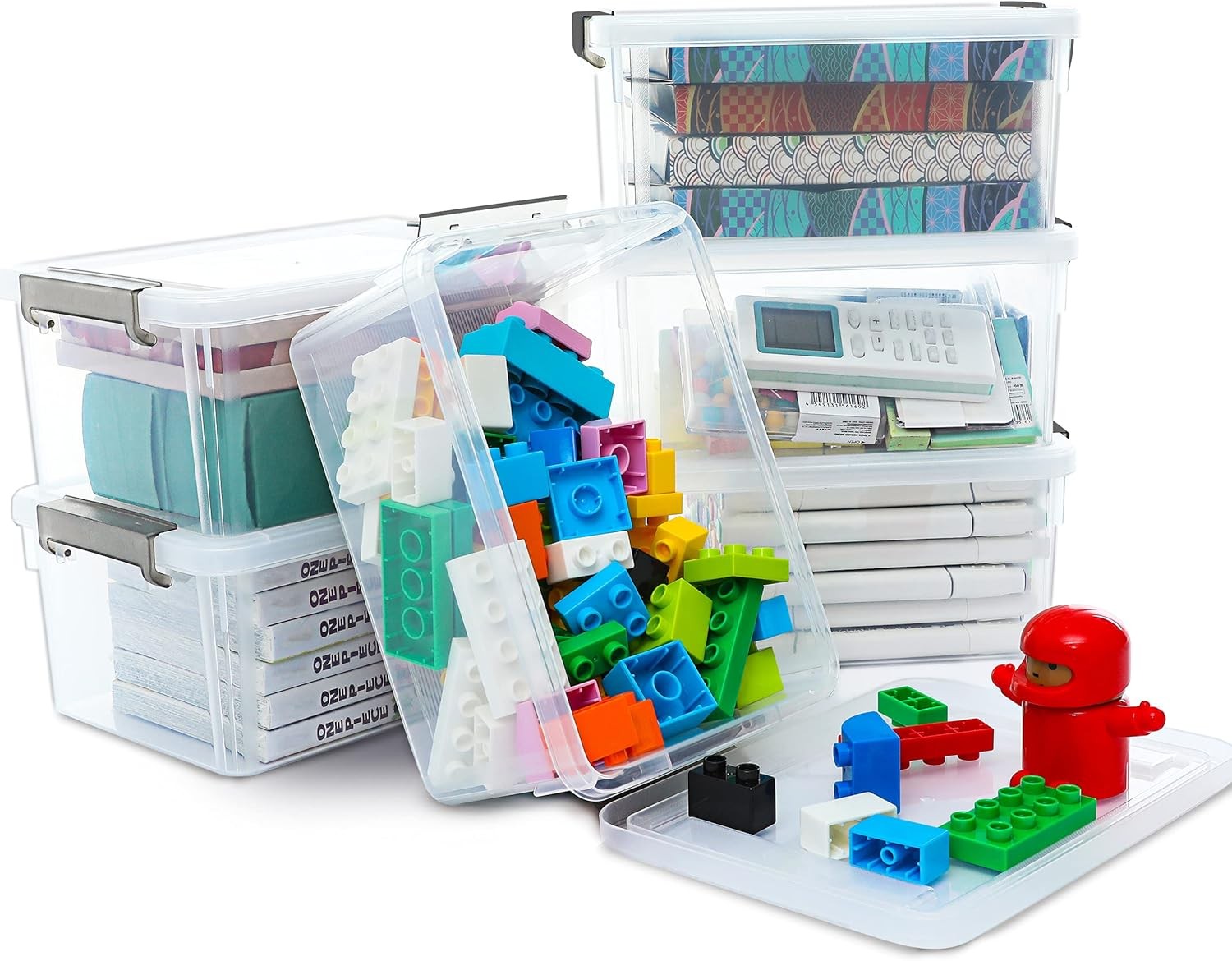 3.2 Qt Clear Storage Bins with/ Lids Stackable Organizer 6 Pack