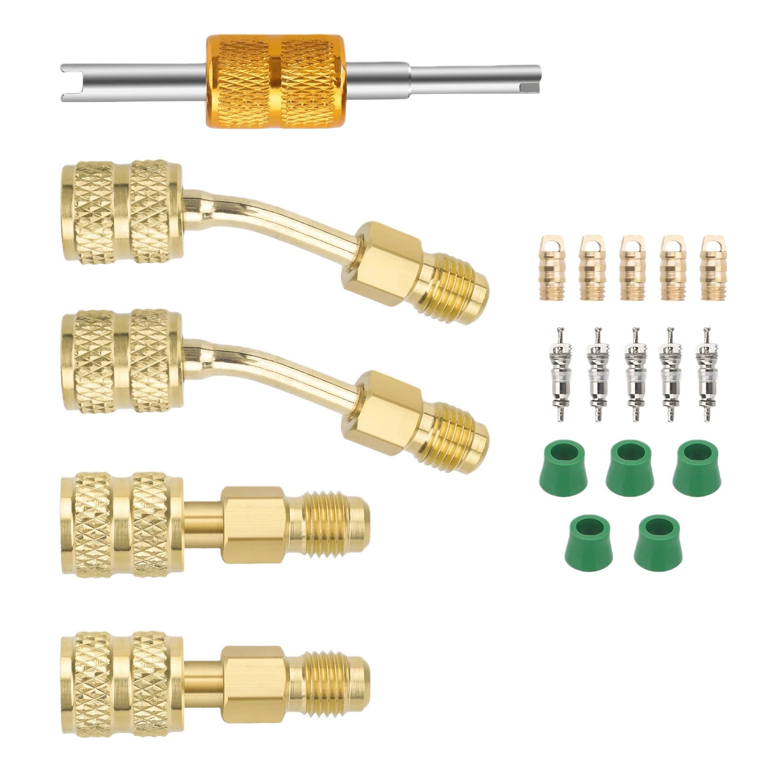R410A Adapter Set For HVAC Systems 5/16" to 1/4" SAE Flare Valve Core Remover