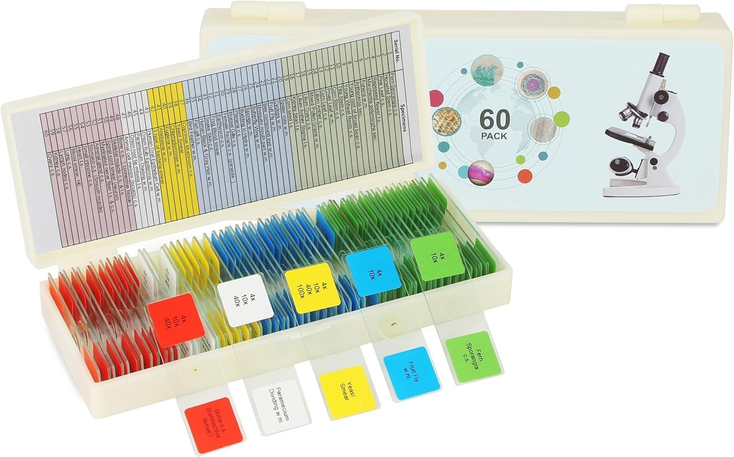 Diverse 60-Piece Microscope Slides Set for Kids - Perfect for Science Learning