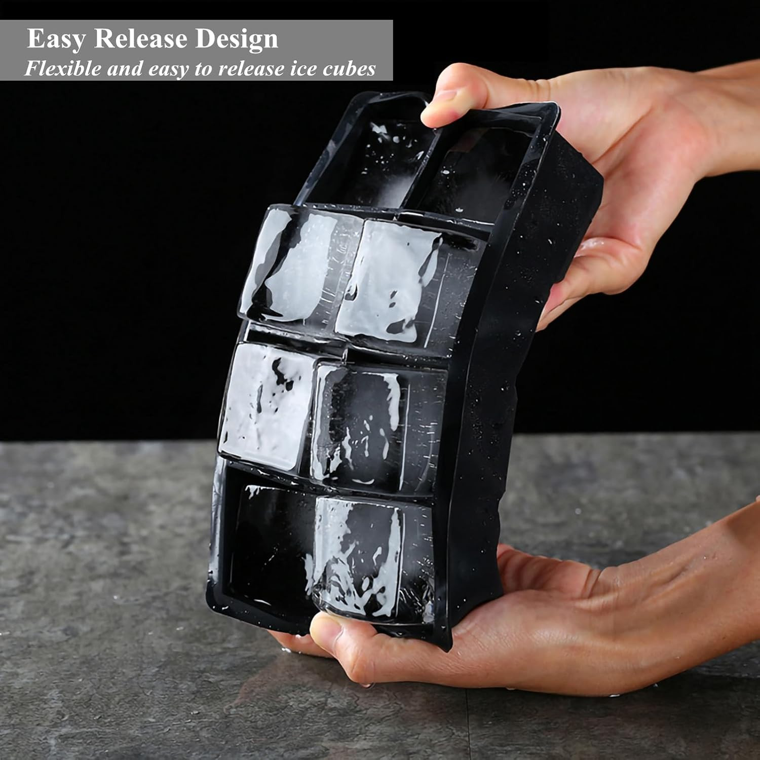 Bangp Large Ice Cube Tray for Whiskey,2 Pack Stackable Big Ice Cube Molds Make 1