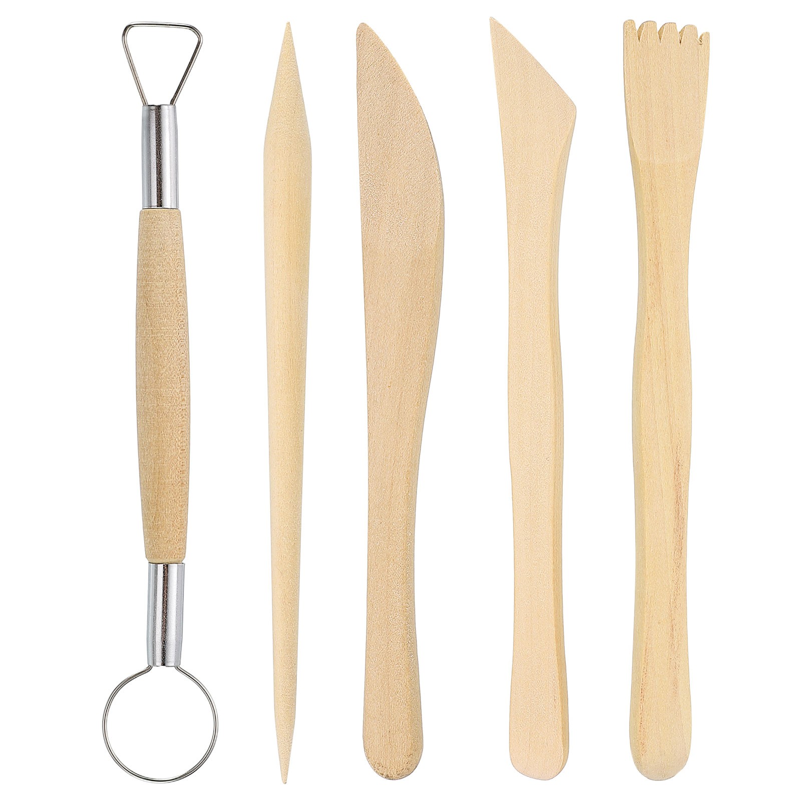 5pcs Wooden Clay Sculpting Tools Double-Headed Modeling Sculpting Pottery Tool