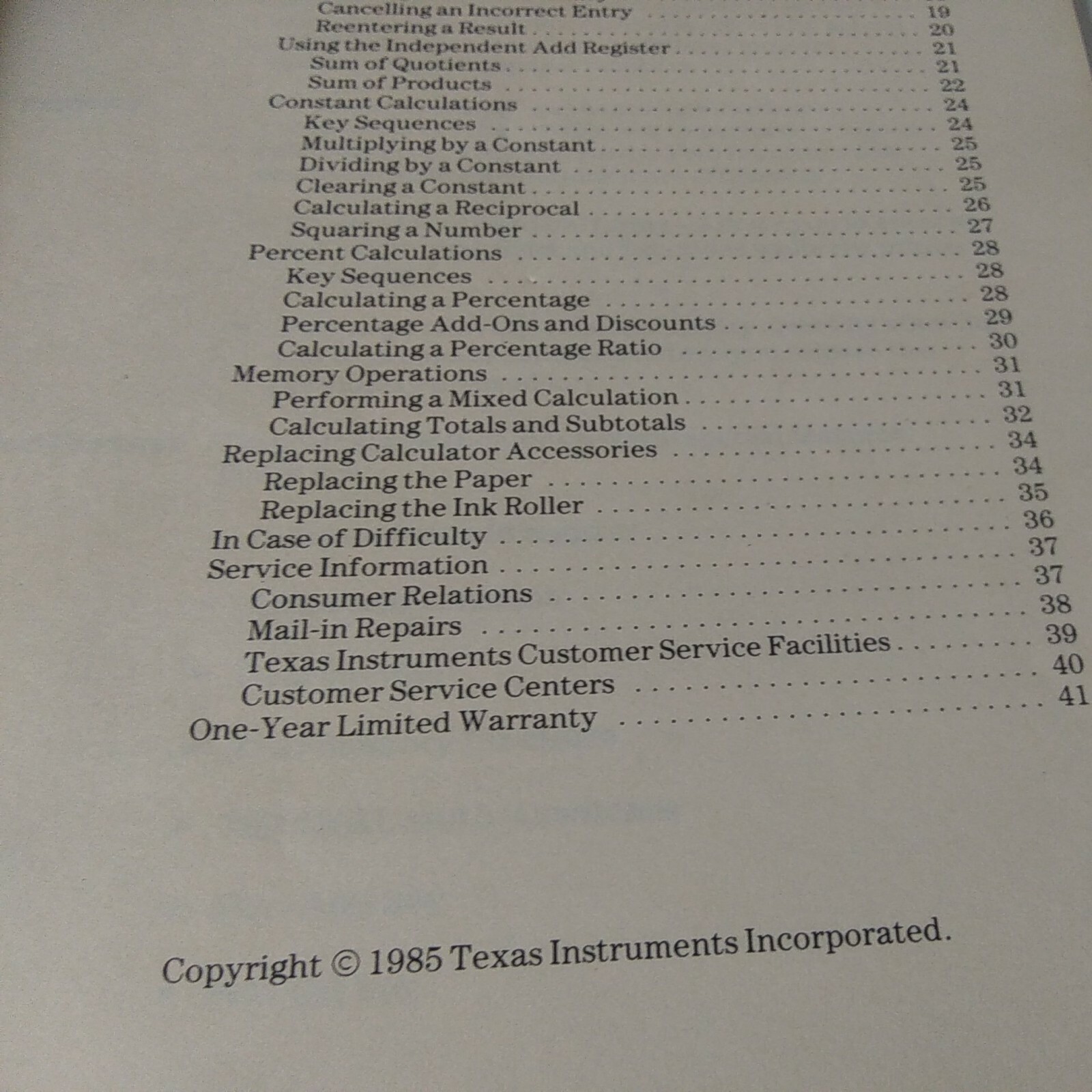 1985 "TI Texas Instruments TI-5045" Printer Display Manual Guidebook