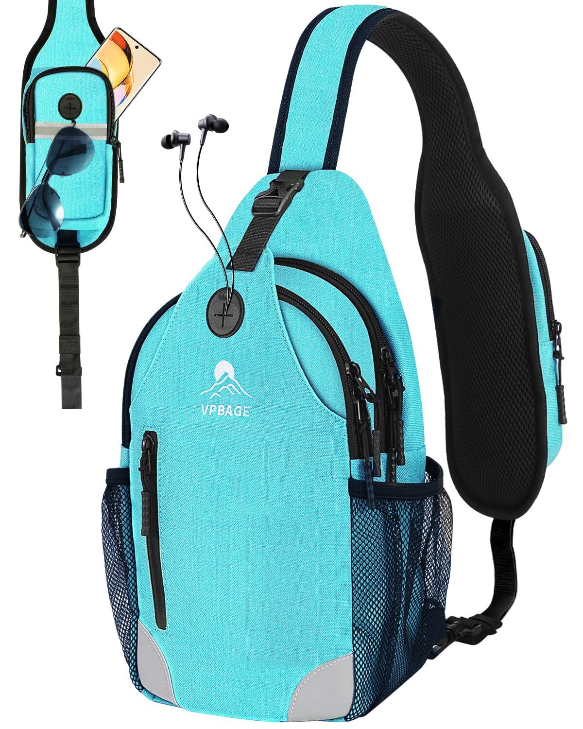 Sling Bag for Men Women Crossbody Hiking Daypack with Chest Phone Holder