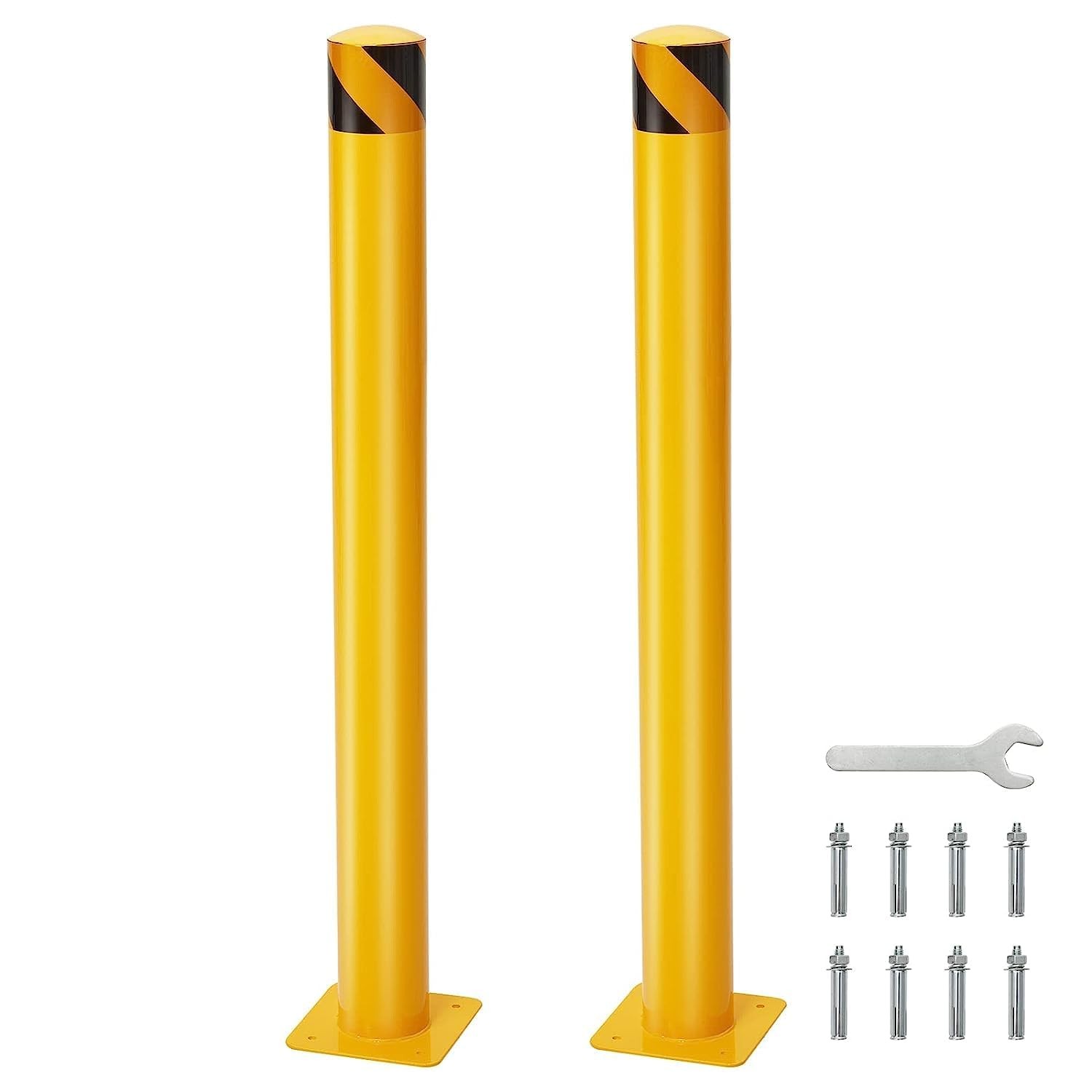 2 Packs Safety Bollard 36 Inch Height Bollard Post 4.5Inch D with Anchor Bolts