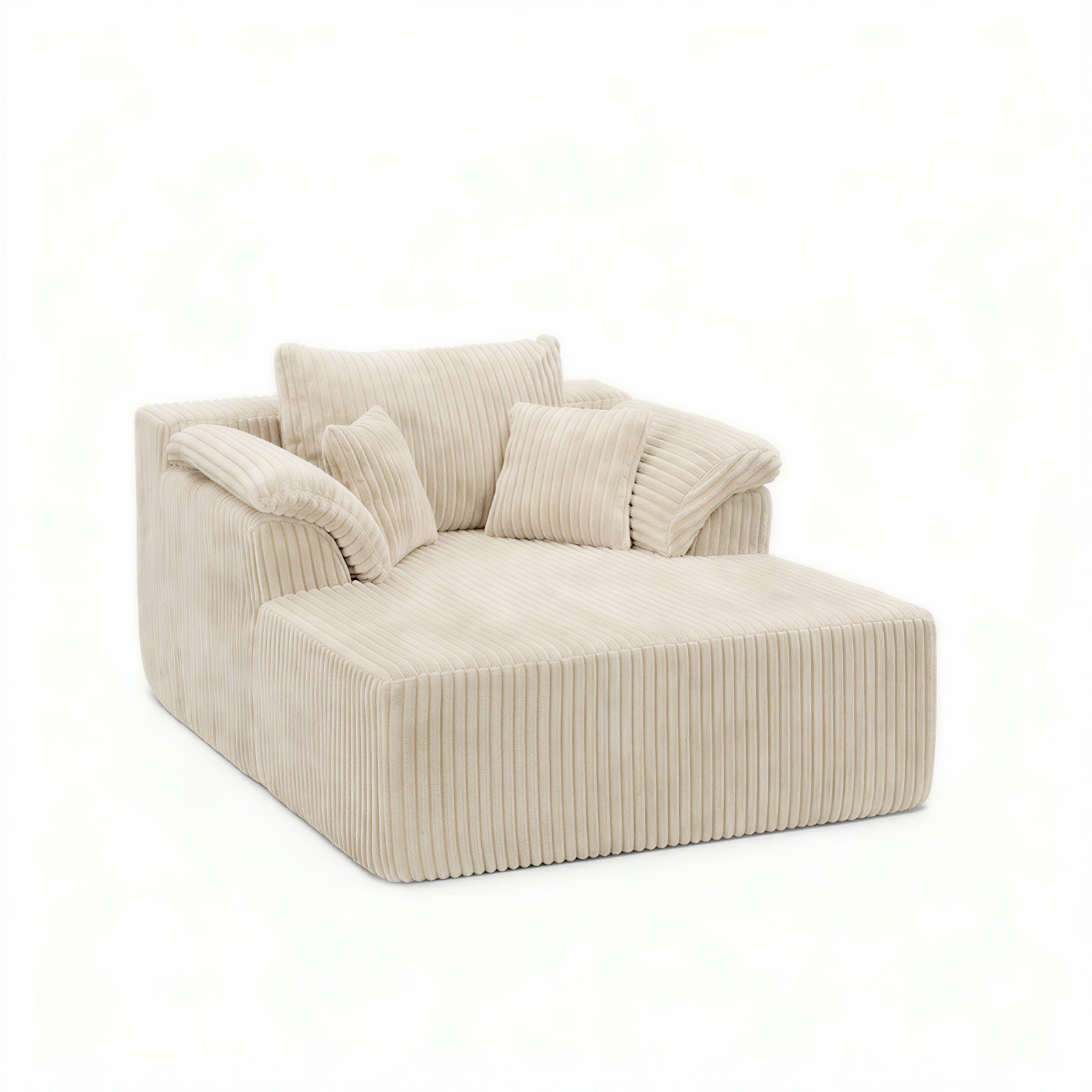 60-inch indoor oversized corduroy lounge chair, no assembly required (Beige)