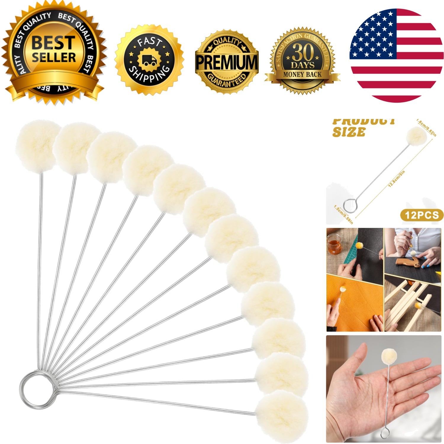Reusable Wool Dye Applicator with Metal Handle - 12 Pack for Effortless Crafting