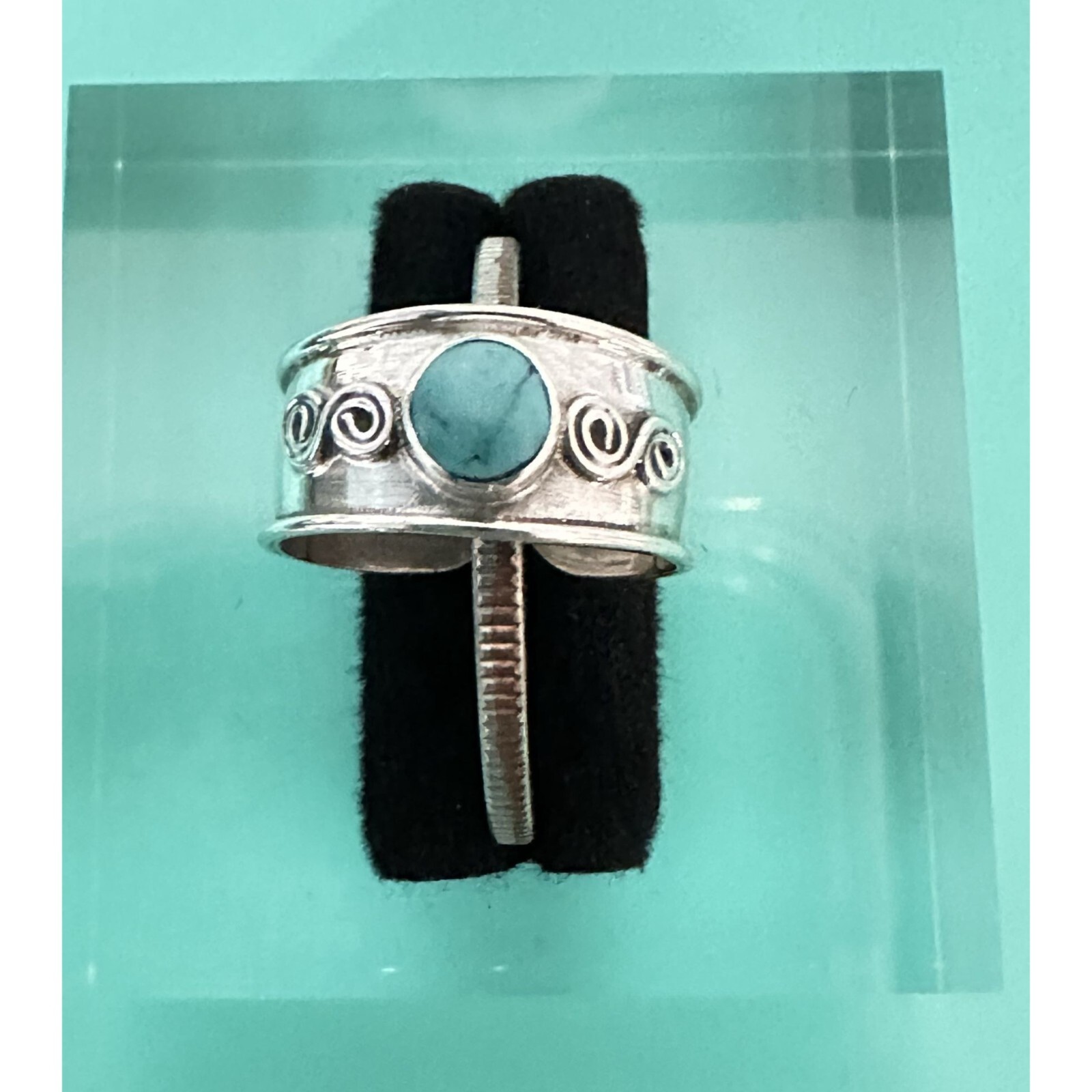 Vintage Inspired Genuine Blue Turquoise & Silver 925 Adjustable Toe Ring
