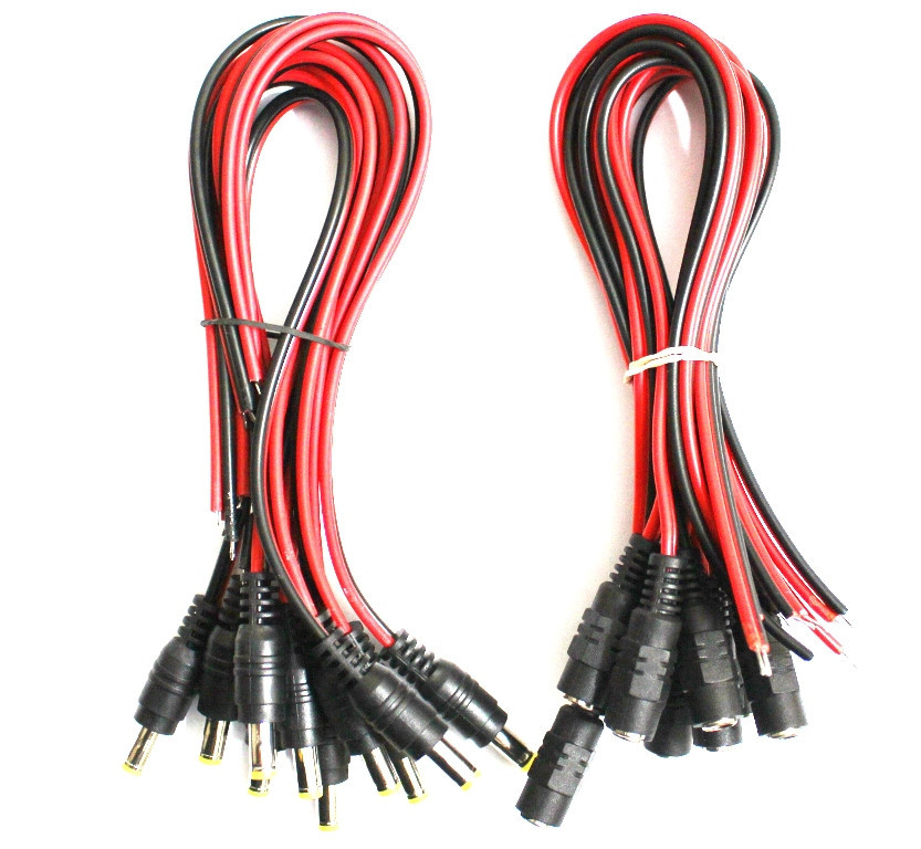 50 Pairs New Male Female DC Pigtail Power Connector for LED CCTV Camera 5.5x2.1