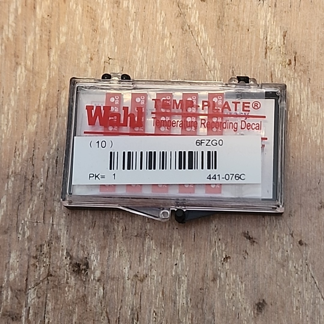 Wahl Temp-Plate Temperature Recording Decals - 10-Pack - 76 Deg - 97 Deg Celc