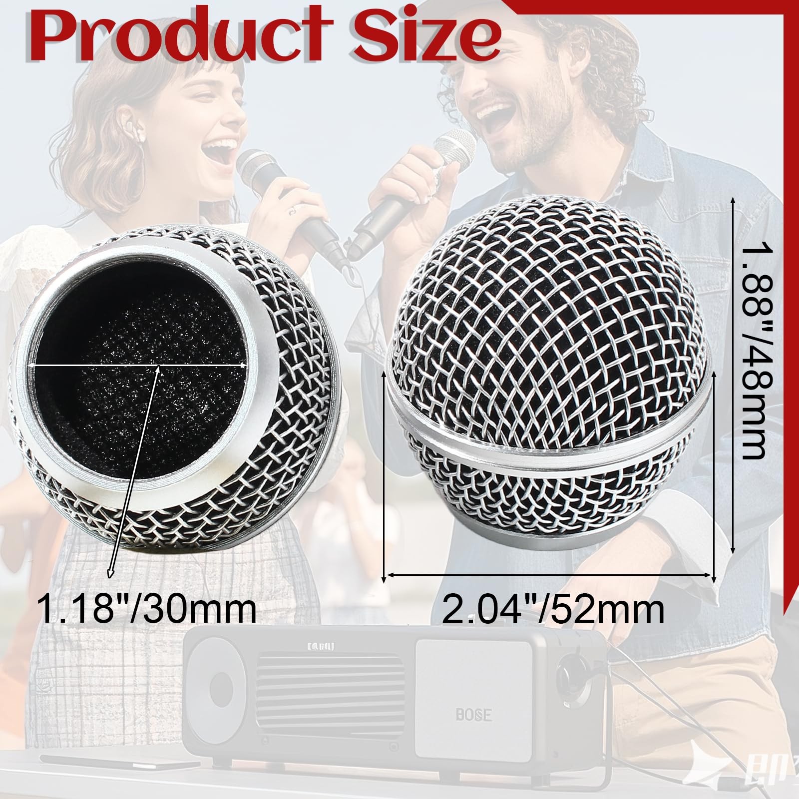 Zorfeter 4 PCS SM58 Microphone Head Replacement, Standard Size Grille Mic Rep...