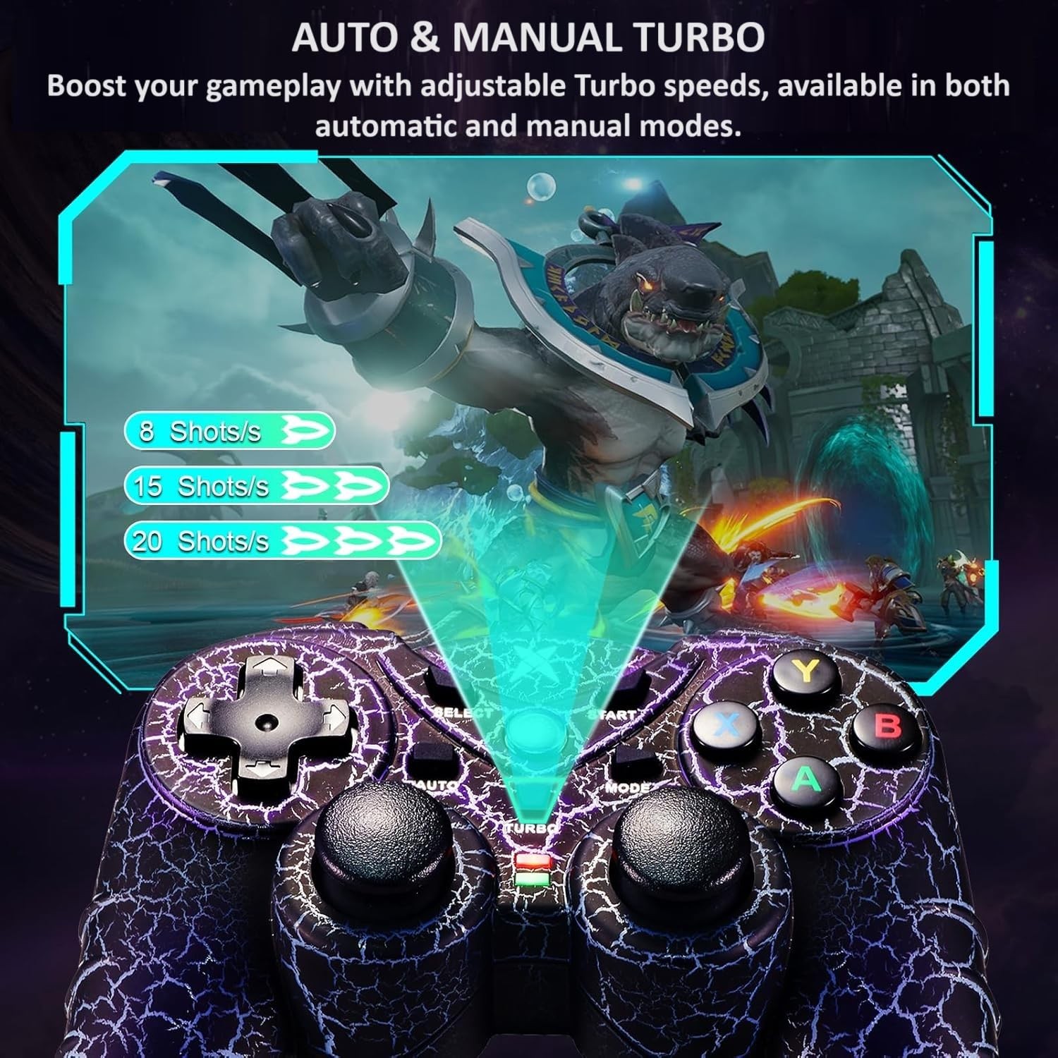 2.4GHz RF Wireless Gaming Controller LED Vibration for PC/PS3