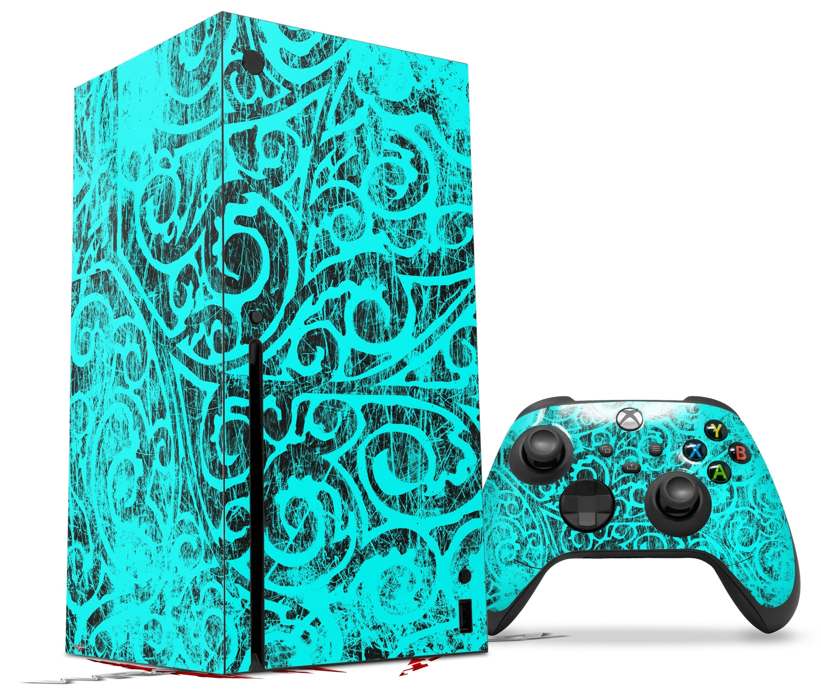 Skins XBOX Series X Console Controller Folder Doodles Neon Teal