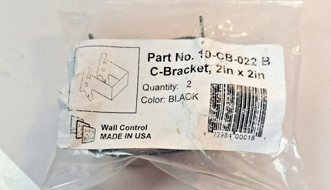 (2-Pk) Wall Control C-Bracket Slotted Metal Pegboard Hook 2" x 2" 10-CB-022 B