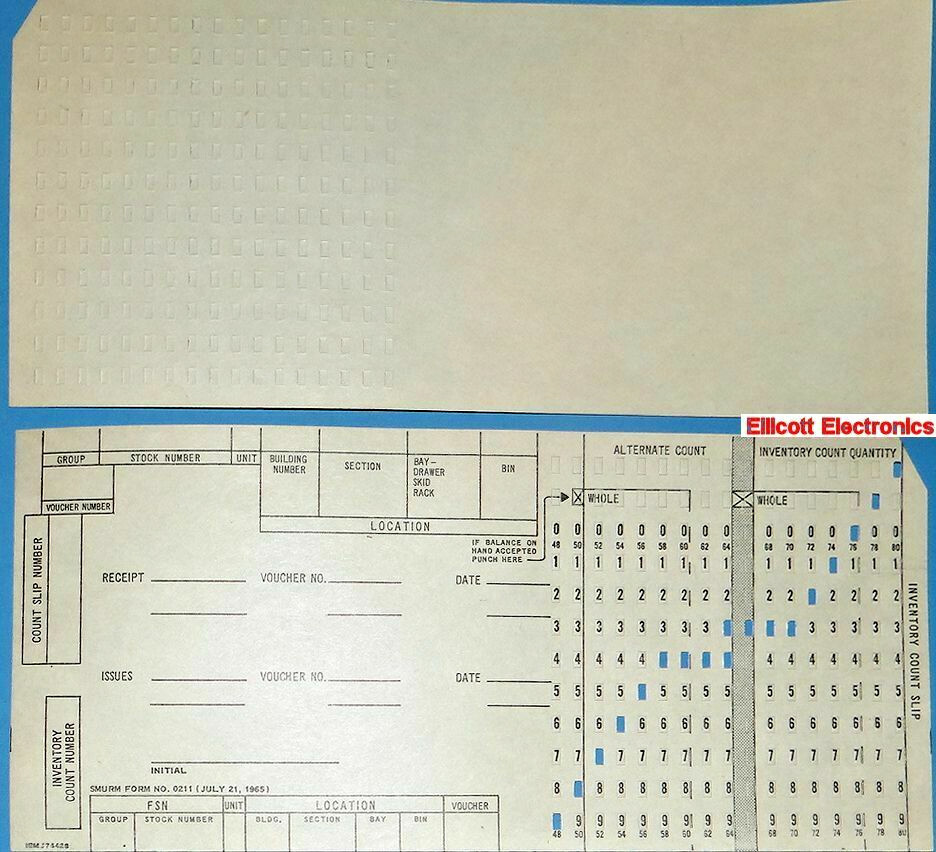 100 IBM Punch Cards Off-White Special Purpose Manual Punching J74420 RM Arsenal