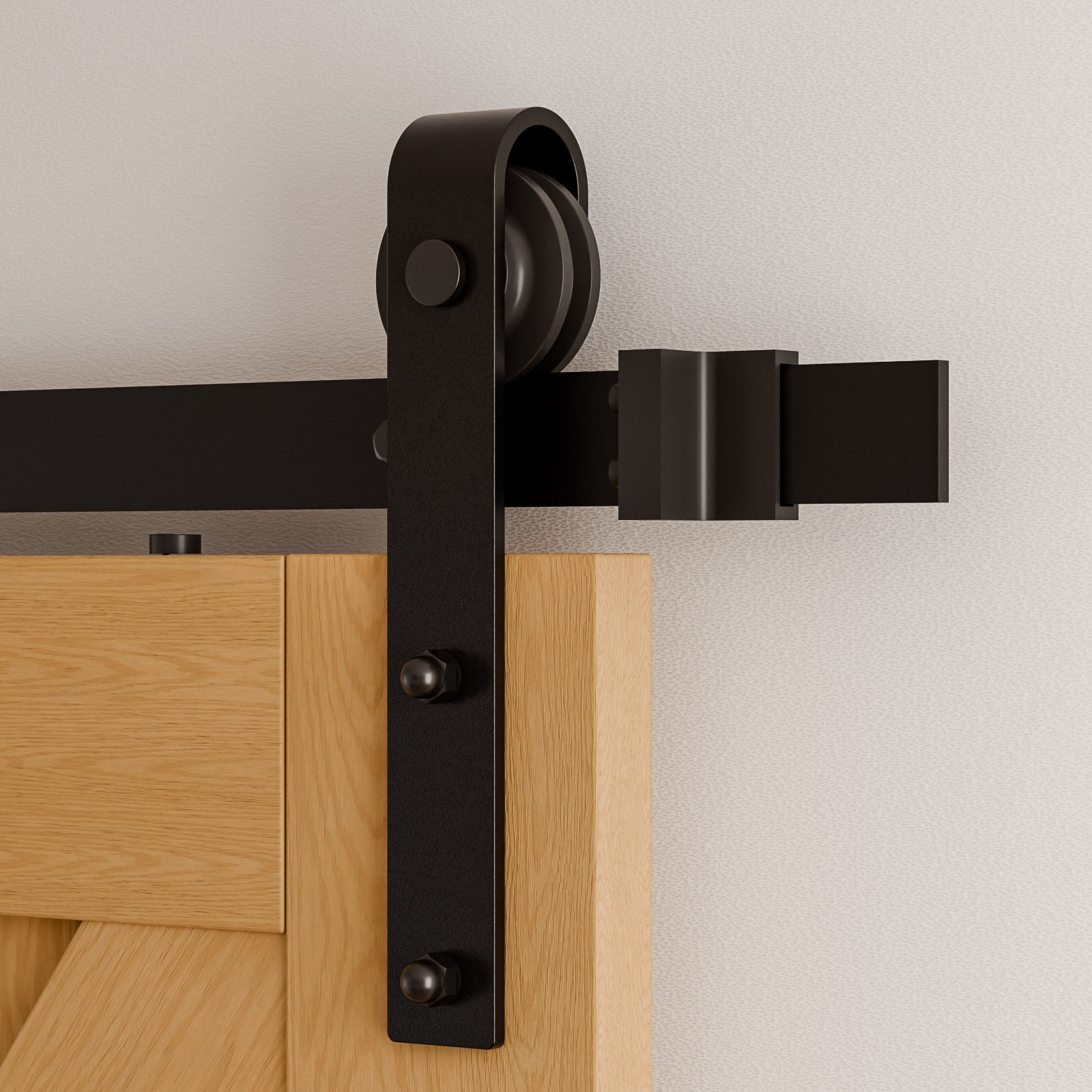 CCJH 6.6FT Sliding barn door hardware kit & Handle, Adjustable floor guide