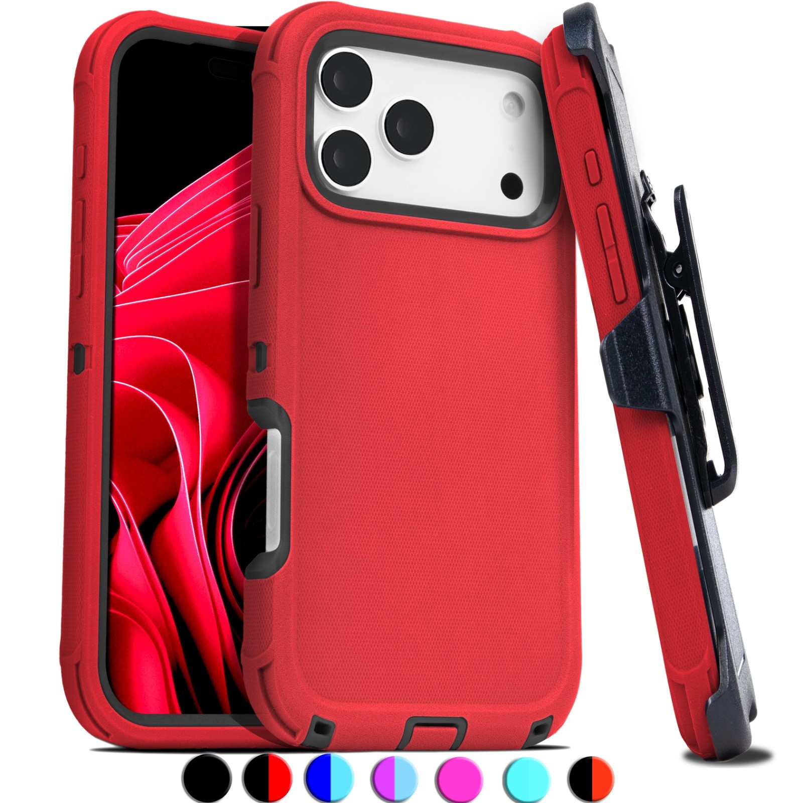 For iPhone 17 Air 16 15 Plus 14 Pro Max 13 Shockproof Rugged Case + Belt Clip