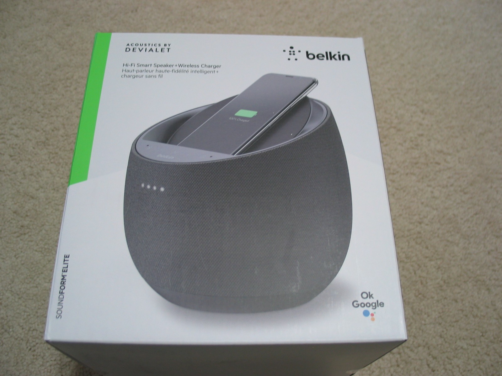 NEW Belkin Soundform Elite Hi-Fi Smart Speaker Wireless Charger Devialet Google