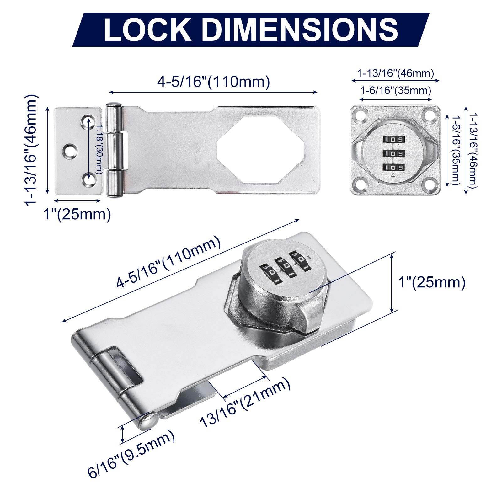 Password locker, rotary lock bathroom lock (silver)