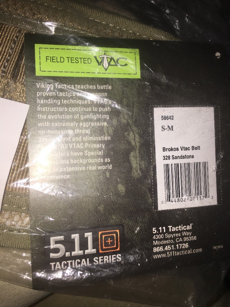 5.11 Tactical VTAC Brokos Belt MOLLE Duty Gear Men's S-M Sandstone 58642 328