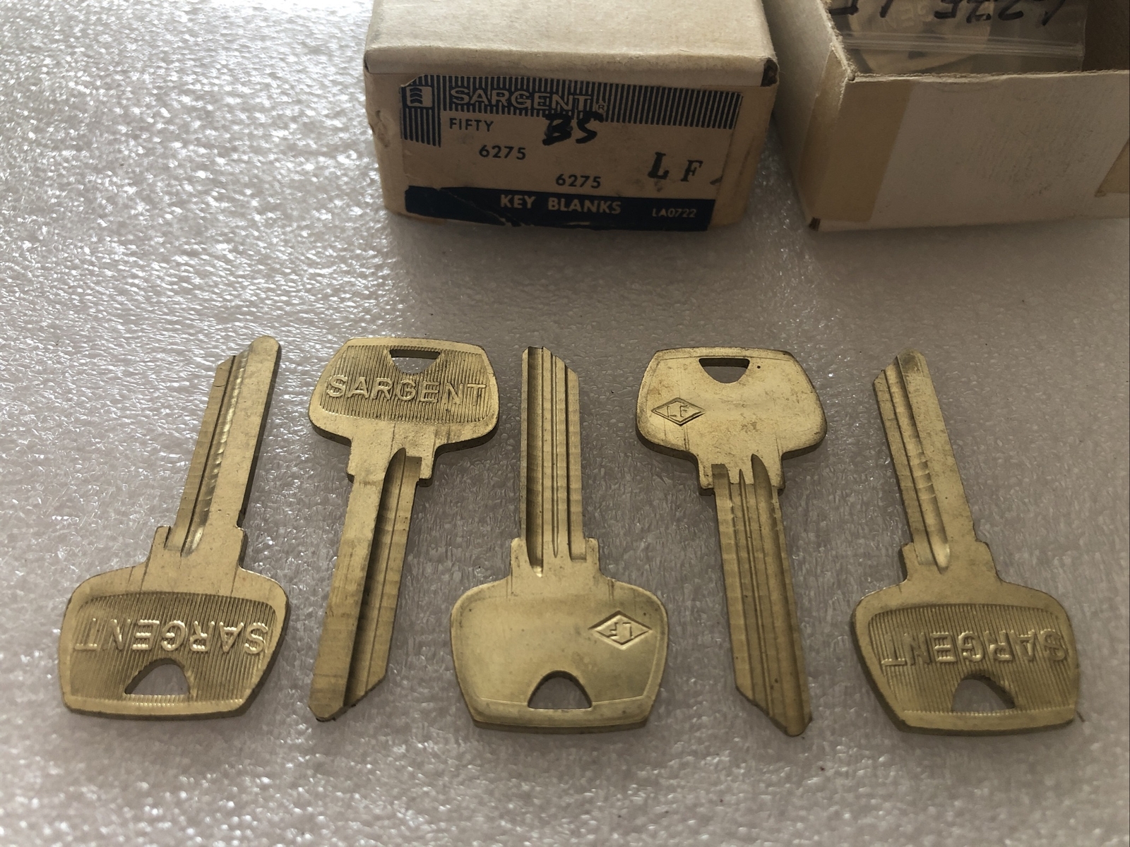 5 KEYS ORIGINAL SARGENT  LF KEYS BLANKS UNCUT LOCKSMITH￼ NOS