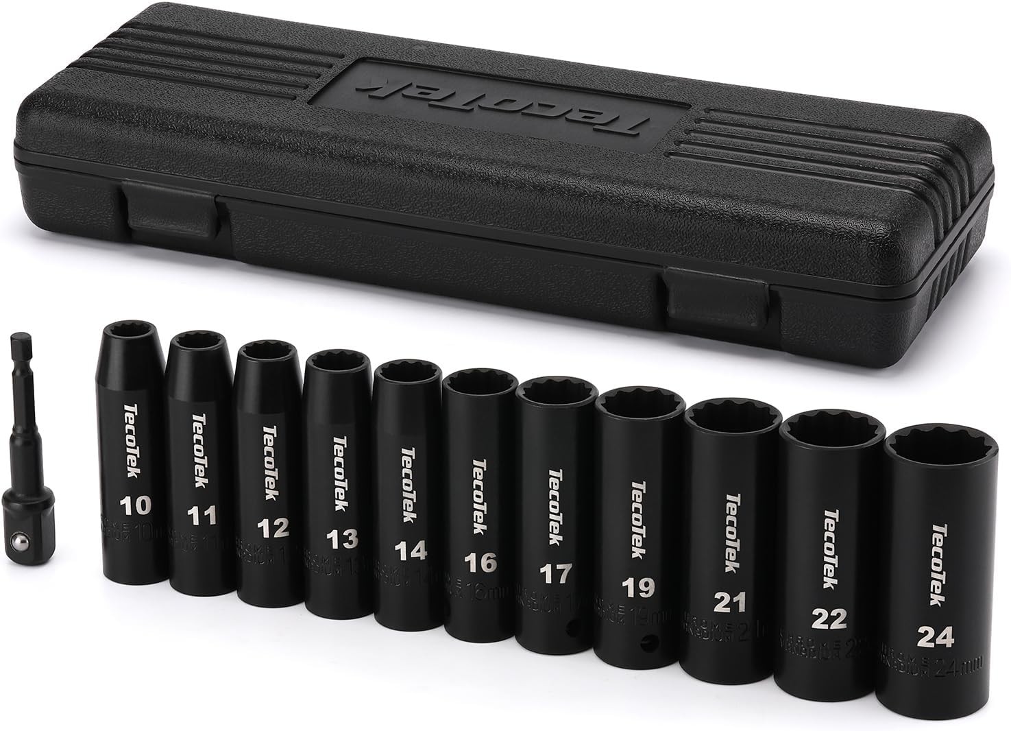 1/2-Inch Drive Deep 12-Point Metric Impact Socket Set, Cr-V, 10mm to 24mm
