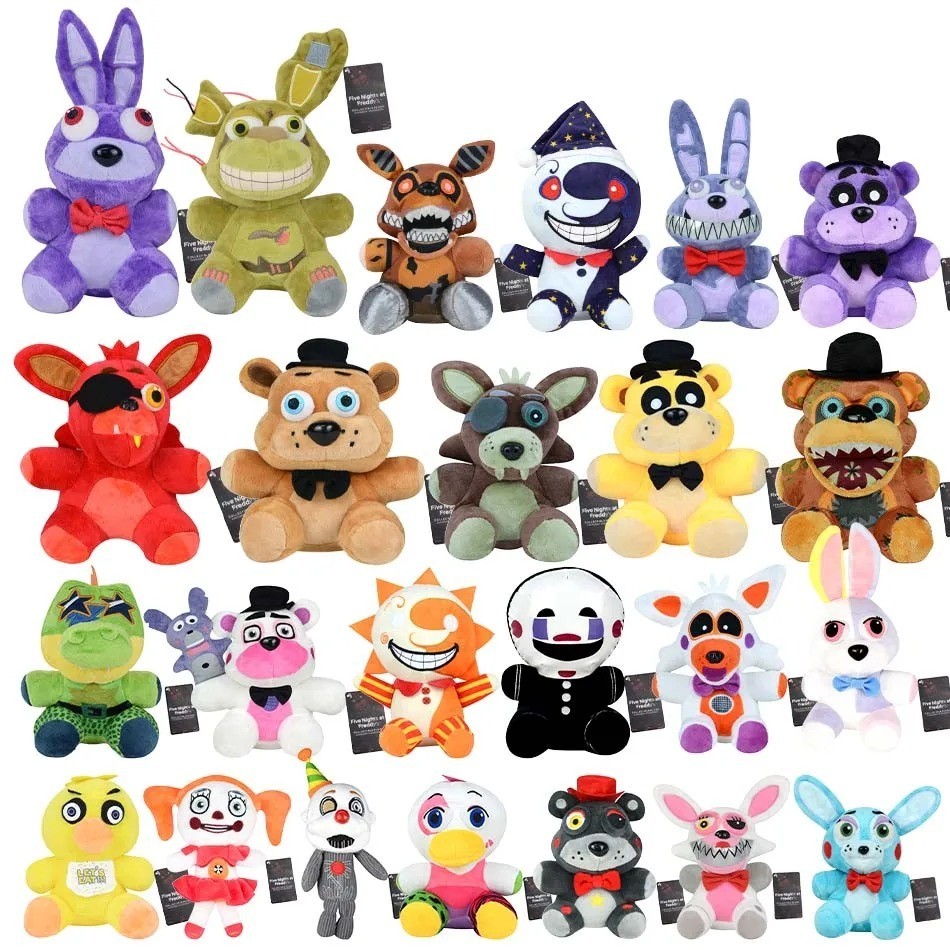 FNAF Plush Five Nights At Freddys Bonnie Foxy Bear Cartoon Stuffed Doll Kids Gif
