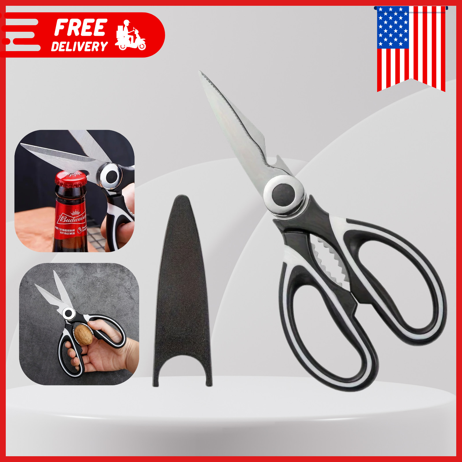 Kitchen Scissors Heavy Duty Stainless Steel Poultry Bone Shears Bottle Opener
