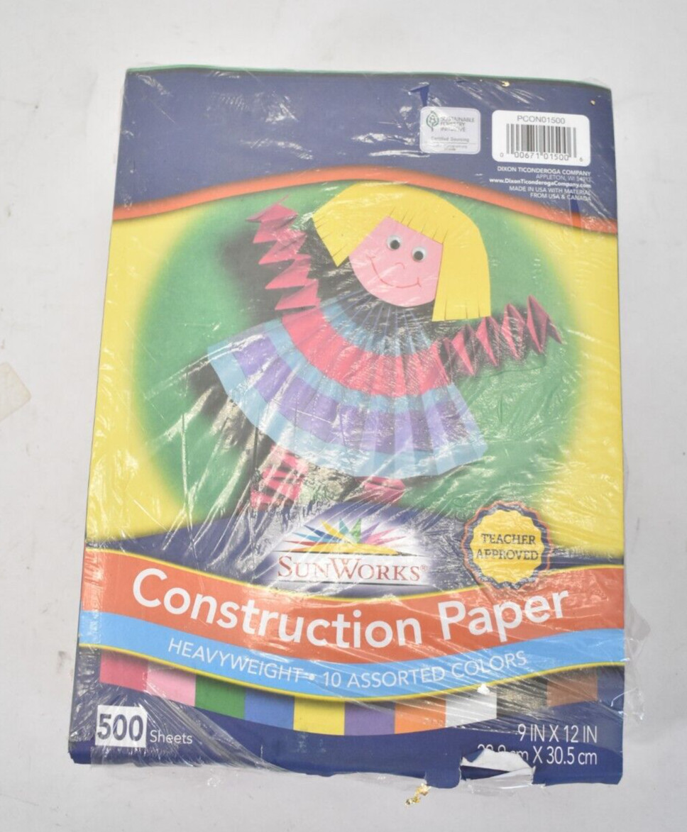 Roselle Vibrant Art Heavyweight Construction Paper Assorted Colors 500 Pack