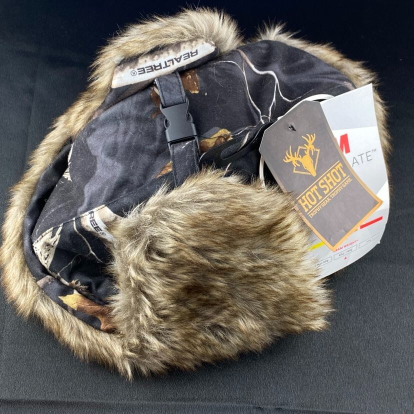 Hot Shot Camo Hat Fur Lined Ear Flaps Thinsulate RealTree Winter Trapper XL NEW