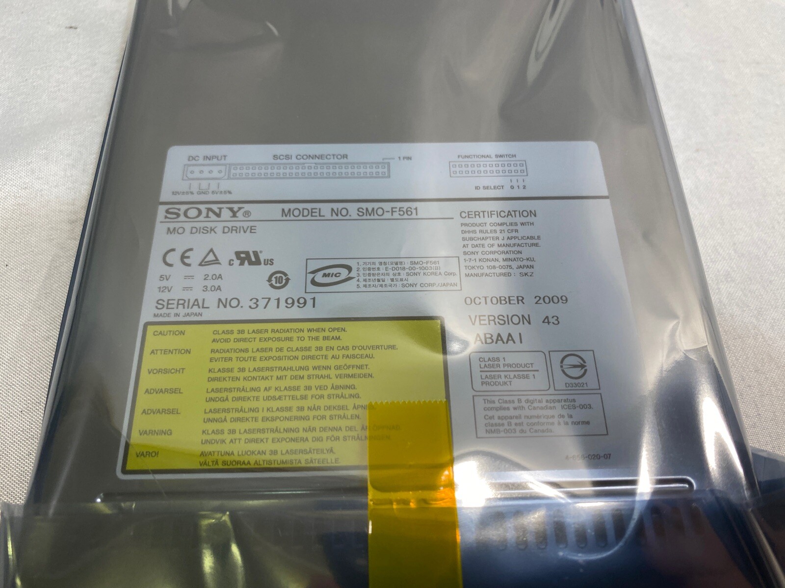SONY SMO-F561 9.1GB Optical Internal MO Drive, SCSI, NEW, w/ Warranty 910-101268