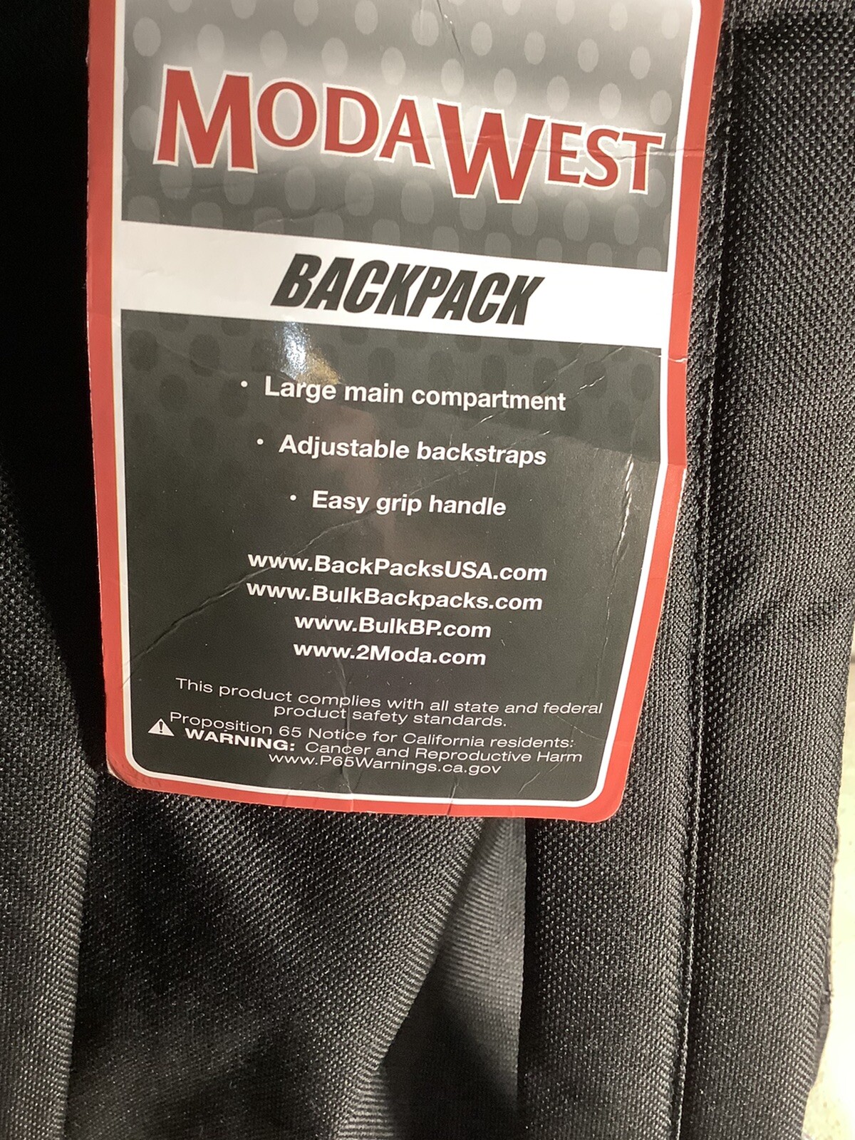 ModaWest Backpack New 17” With Front Pocket And Bottle Pockets