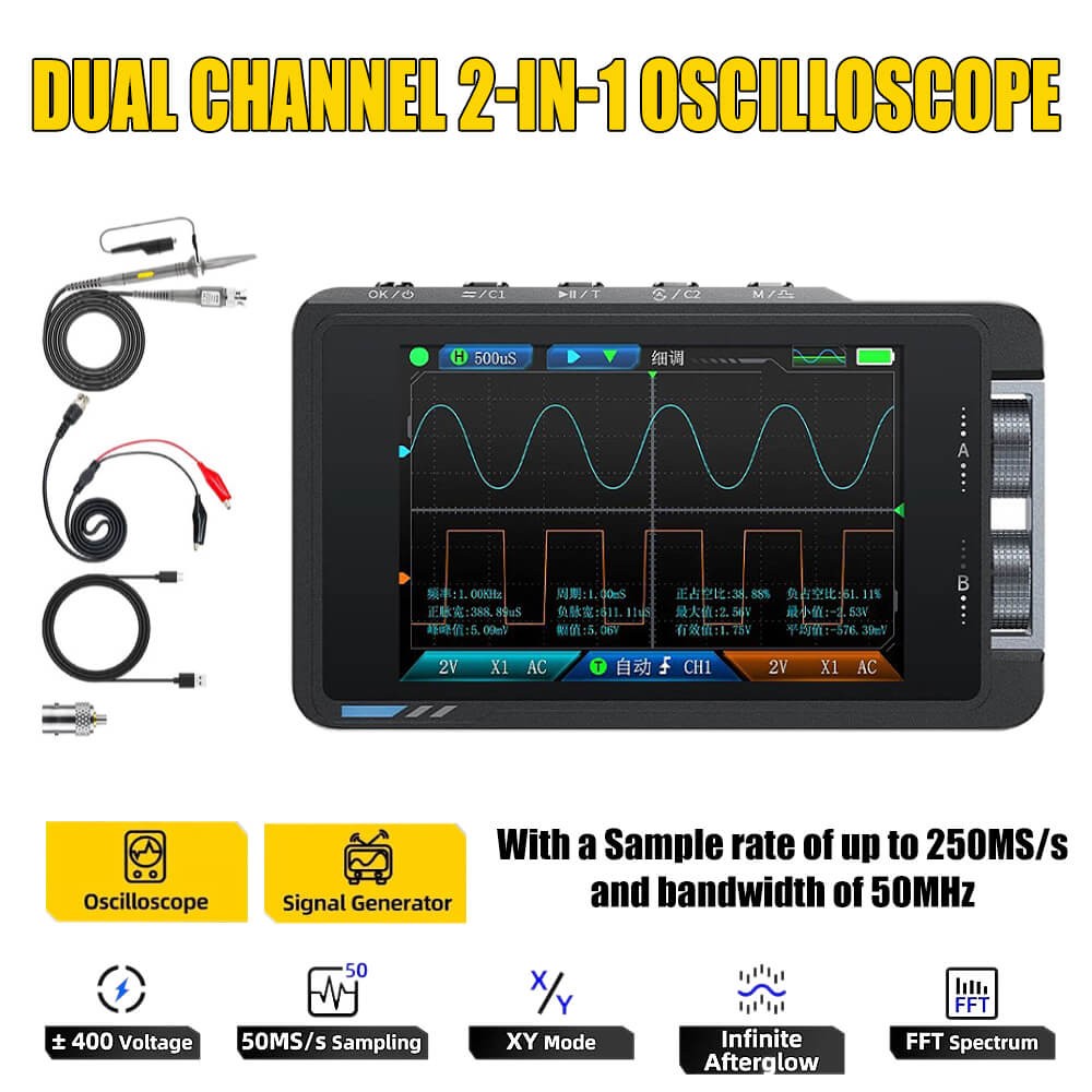 Digital Oscilloscope Multilingual Support with 3.5" Color Screen DS215H