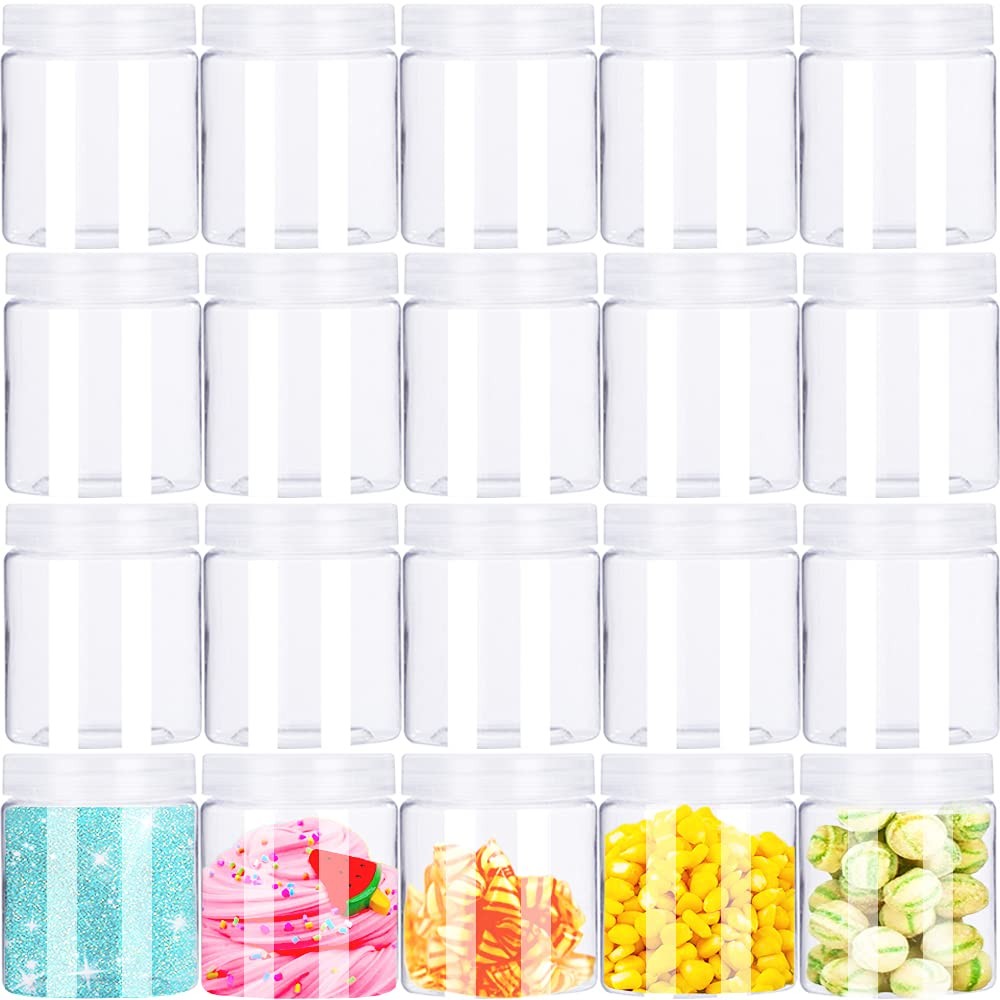 20 Pack 4oz Empty Clear Slime Containers,Round Plastic 4.1 Ounces,