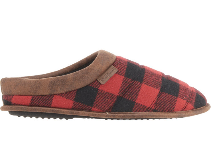 Dearfoams Asher Quilted Clog Slip On Slippers Red Black Buffalo Plaid 9-10 New